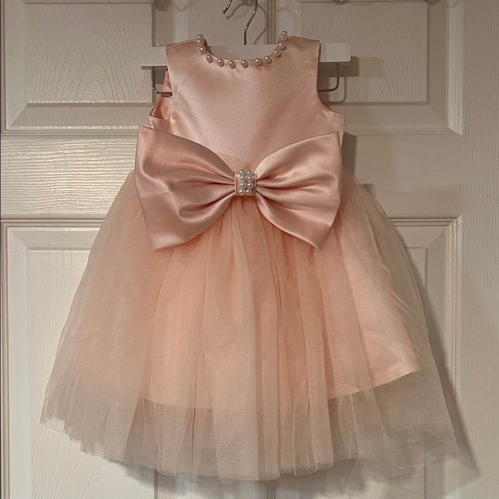 Elegant Pink Bow Kids Dress